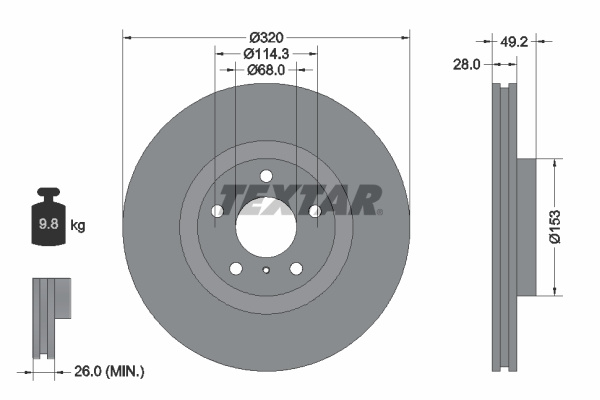 Disc frana (92162400 TEXTAR)