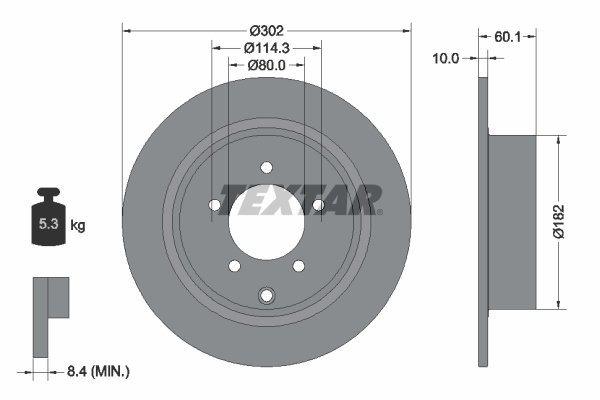 Disc frana (92255103 TEXTAR) MITSUBISHI,PEUGEOT