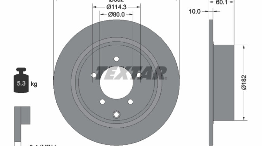 Disc frana (92255103 TEXTAR) MITSUBISHI,PEUGEOT