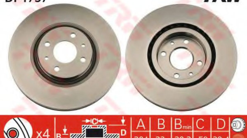 Disc frana ALFA ROMEO 145 (930) (1994 - 2001) TRW DF1757 piesa NOUA