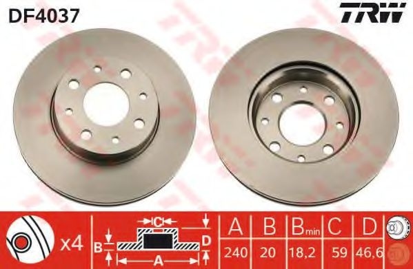Disc frana ALFA ROMEO 146 (930) (1994 - 2001) TRW DF4037 piesa NOUA