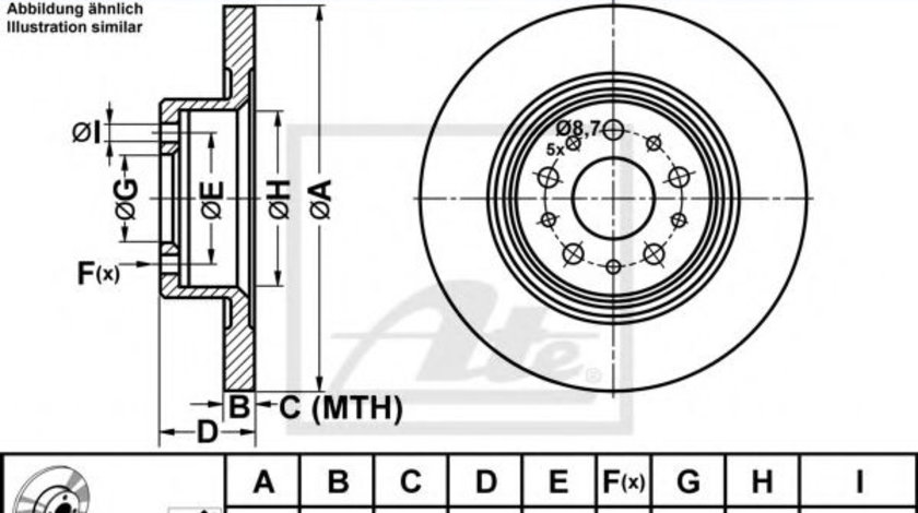 Disc frana ALFA ROMEO 147 (937) (2000 - 2010) ATE 24.0110-0283.1 piesa NOUA