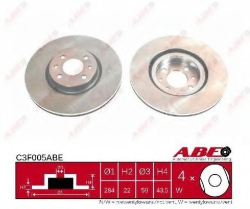 Disc frana ALFA ROMEO 155 (167) (1992 - 1997) ABE C3F005ABE piesa NOUA