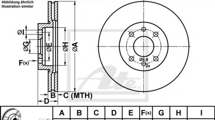 Disc frana ALFA ROMEO 155 (167) (1992 - 1997) ATE 24.0120-0142.1 piesa NOUA