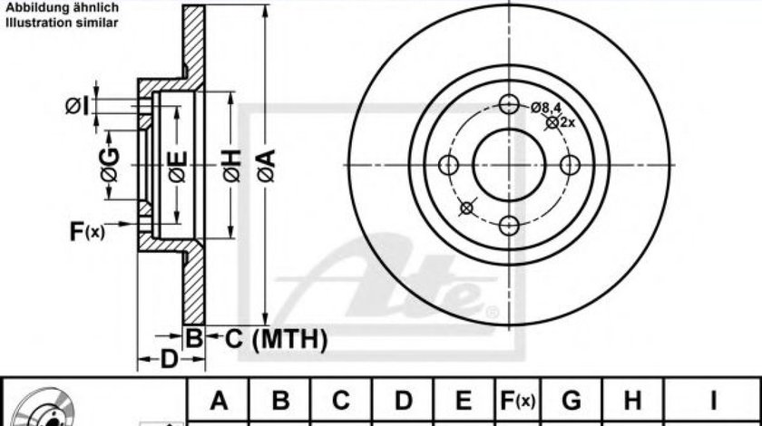 Disc frana ALFA ROMEO 155 (167) (1992 - 1997) ATE 24.0112-0127.1 piesa NOUA