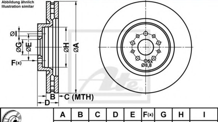 Disc frana ALFA ROMEO 156 (932) (1997 - 2005) ATE 24.0132-0129.1 piesa NOUA