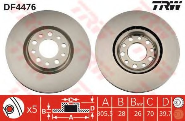 Disc frana ALFA ROMEO 159 (939) (2005 - 2011) TRW DF4476 piesa NOUA