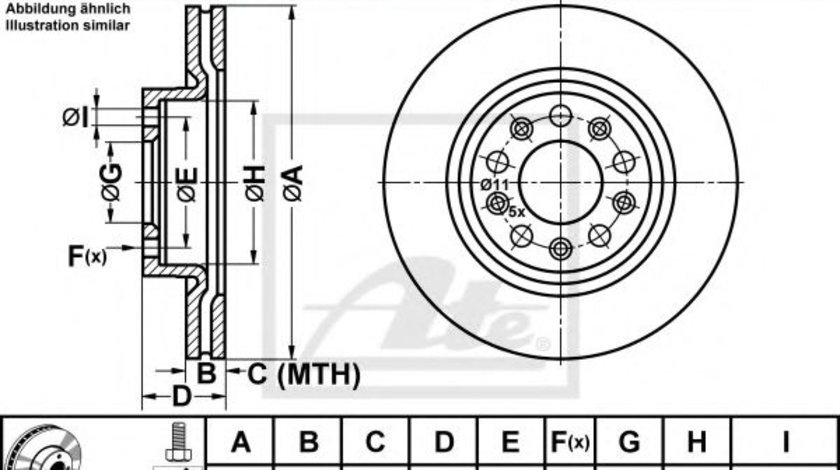 Disc frana ALFA ROMEO 159 Sportwagon (939) (2006 - 2011) ATE 24.0122-0233.1 piesa NOUA