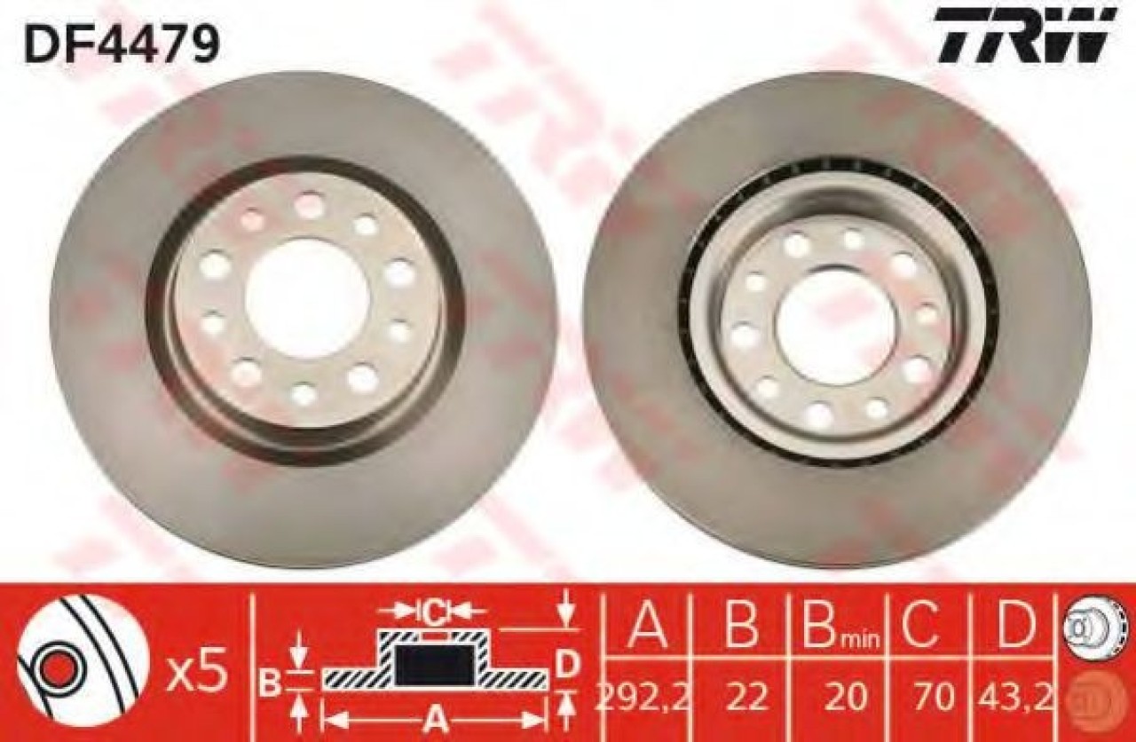 Disc frana ALFA ROMEO 159 Sportwagon (939) (2006 - 2011) TRW DF4479 piesa NOUA