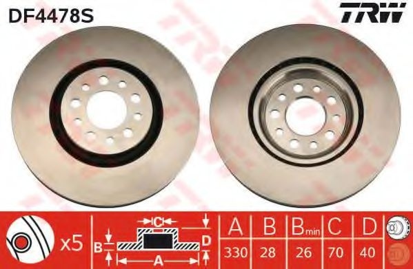 Disc frana ALFA ROMEO BRERA (939) (2006 - 2010) TRW DF4478S piesa NOUA