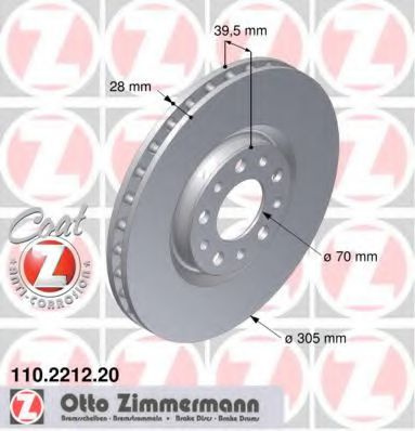 Disc frana ALFA ROMEO BRERA (939) (2006 - 2010) ZIMMERMANN 110.2212.20 piesa NOUA