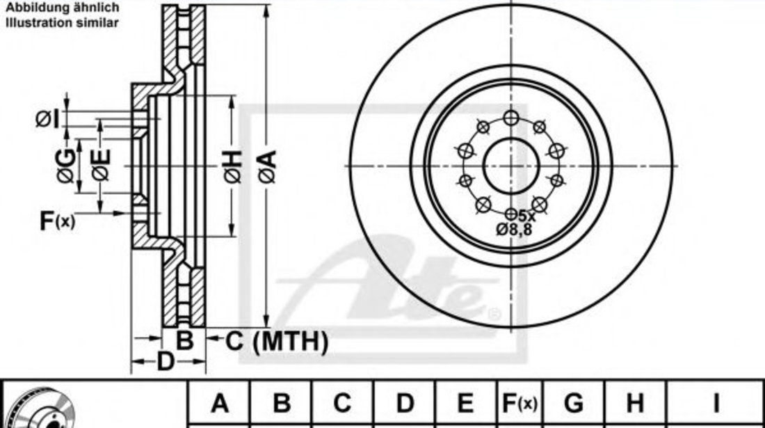 Disc frana ALFA ROMEO GT (937) (2003 - 2010) ATE 24.0132-0129.1 piesa NOUA