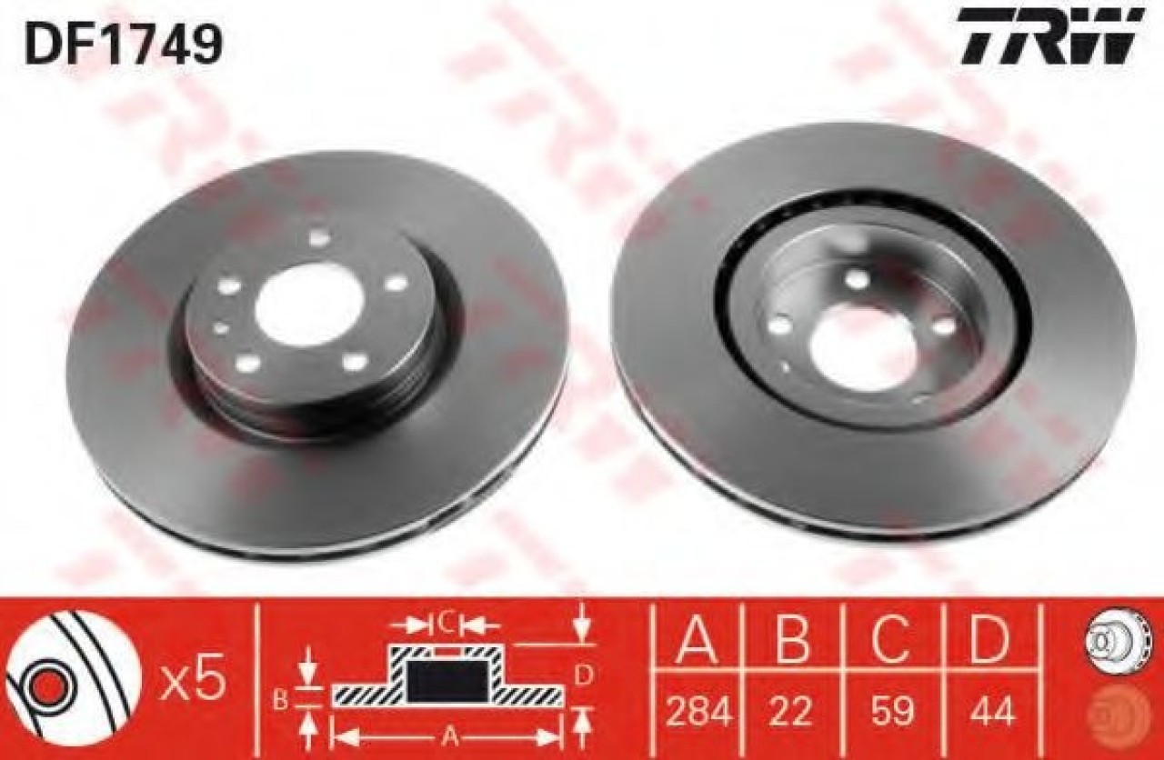 Disc frana ALFA ROMEO GT (937) (2003 - 2010) TRW DF1749 piesa NOUA