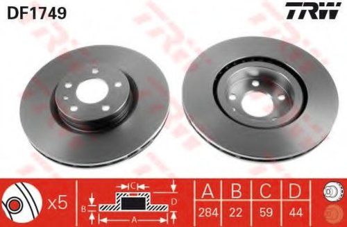 Disc frana ALFA ROMEO GTV (916C_) (1994 - 2005) TRW DF1749 piesa NOUA