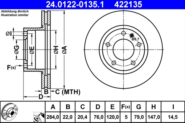 Disc Frana Ate Bmw 24.0122-0135.1