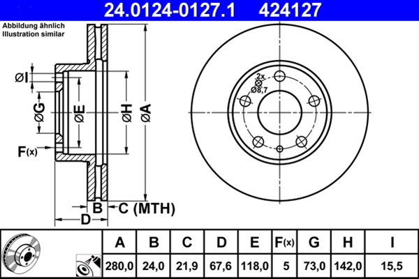 Disc Frana Ate Fiat 24.0124-0127.1