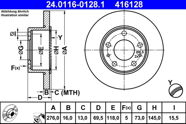 Disc Frana Ate Iveco 24.0116-0128.1