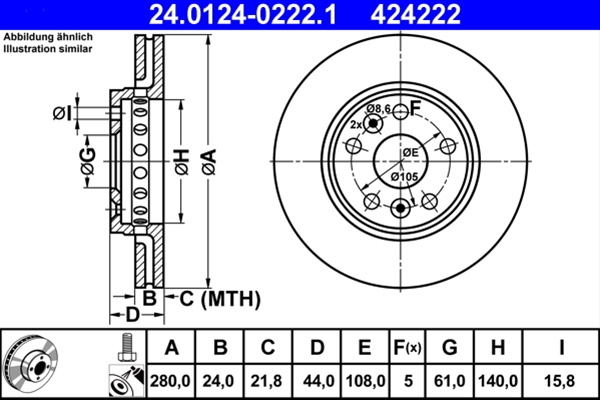 Disc Frana Ate Mercedes-Benz 24.0124-0222.1