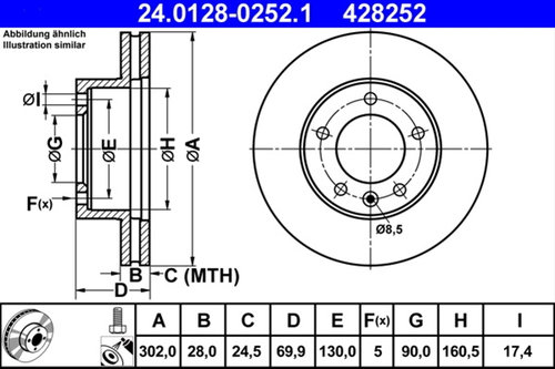 Disc Frana Ate Nissan 24.0128-0252.1
