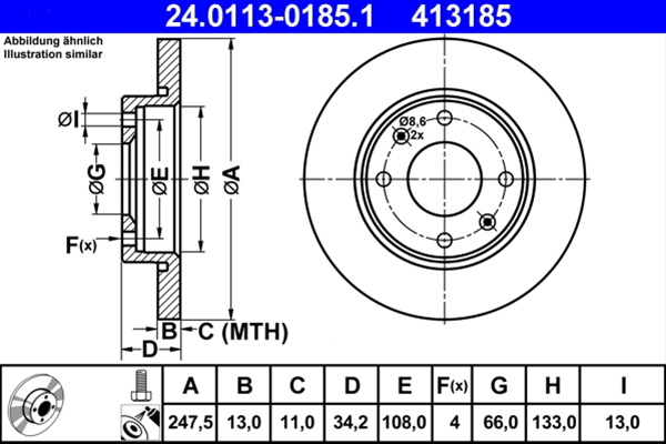 Disc Frana Ate Peugeot 24.0113-0185.1
