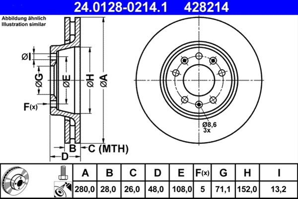 Disc Frana Ate Peugeot 24.0128-0214.1