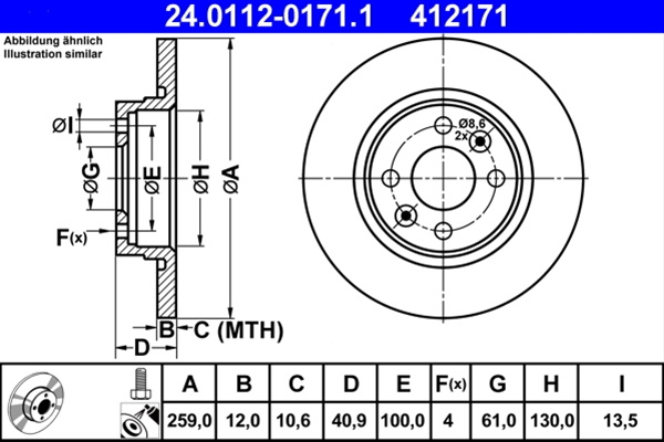 Disc Frana Ate Renault 24.0112-0171.1