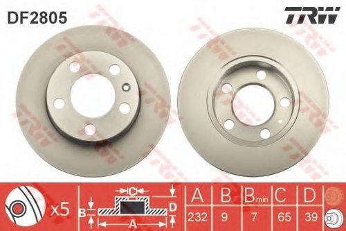 Disc frana AUDI A1 Sportback (8XA, 8XF, 8XK) (2011 - 2016) TRW DF2805 piesa NOUA