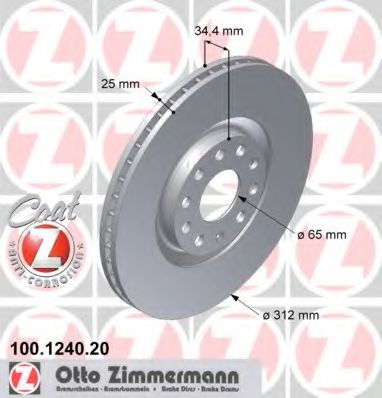 Disc frana AUDI A3 (8L1) (1996 - 2003) ZIMMERMANN 100.1240.20 piesa NOUA