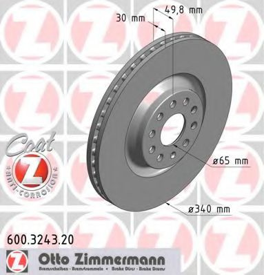 Disc frana AUDI A3 (8V1) (2012 - 2016) ZIMMERMANN 600.3243.20 piesa NOUA