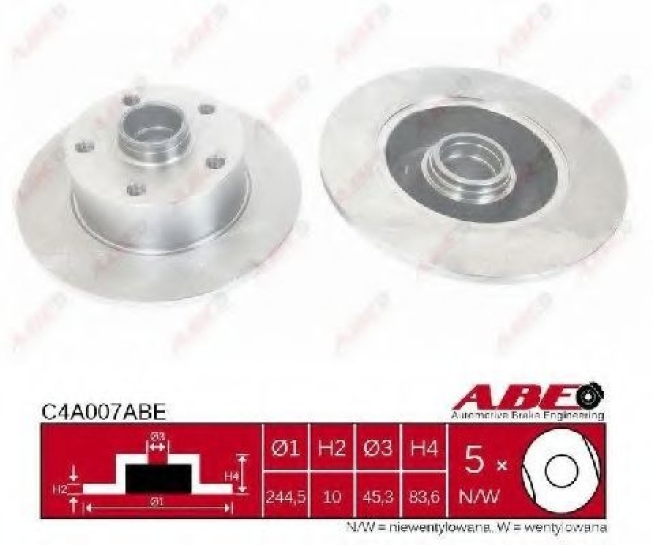 Disc frana AUDI A4 (8D2, B5) (1994 - 2001) ABE C4A007ABE piesa NOUA