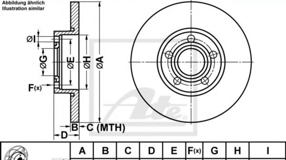 Disc frana AUDI A4 (8D2, B5) (1994 - 2001) ATE 24.0315-0105.1 piesa NOUA