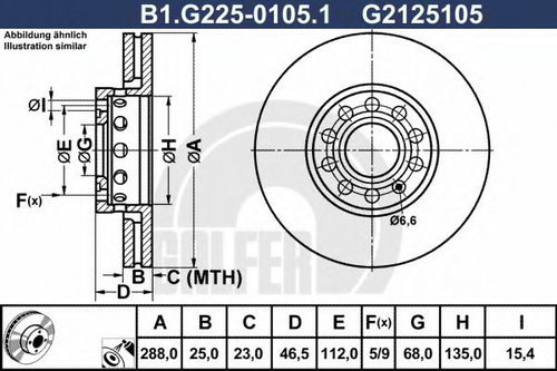 Disc frana AUDI A4 (8D2, B5) (1994 - 2001) GALFER B1.G225-0105.1 piesa NOUA