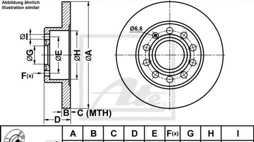 Disc frana AUDI A4 (8E2, B6) (2000 - 2004) ATE 24.0110-0261.1