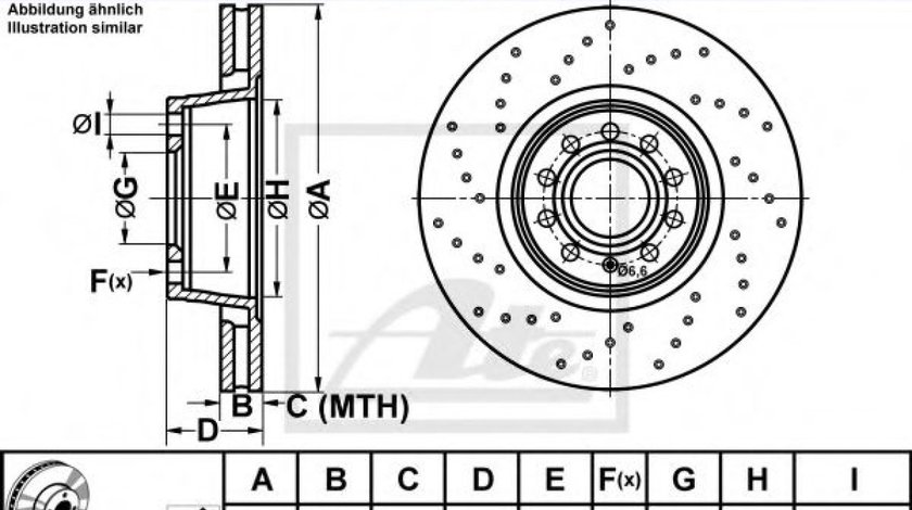 Disc frana AUDI A4 (8EC, B7) (2004 - 2008) ATE 24.0130-0185.1 piesa NOUA