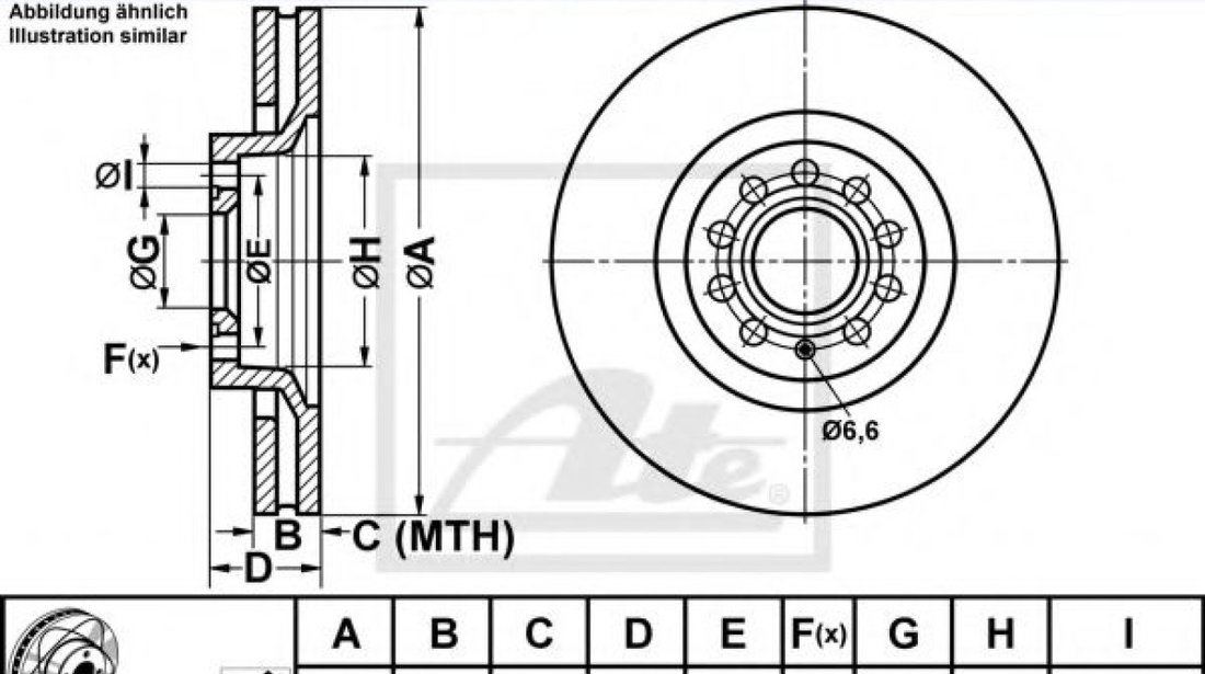 Disc frana AUDI A4 (8EC, B7) (2004 - 2008) ATE 24.0330-0113.1 piesa NOUA