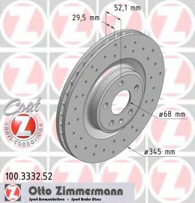 Disc frana AUDI A4 (8K2, B8) (2007 - 2015) ZIMMERMANN 100.3332.52 piesa NOUA