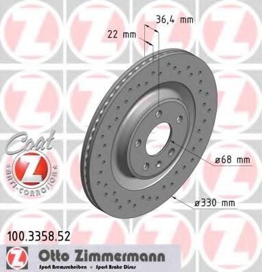 Disc frana AUDI A4 (8K2, B8) (2007 - 2015) ZIMMERMANN 100.3358.52 piesa NOUA