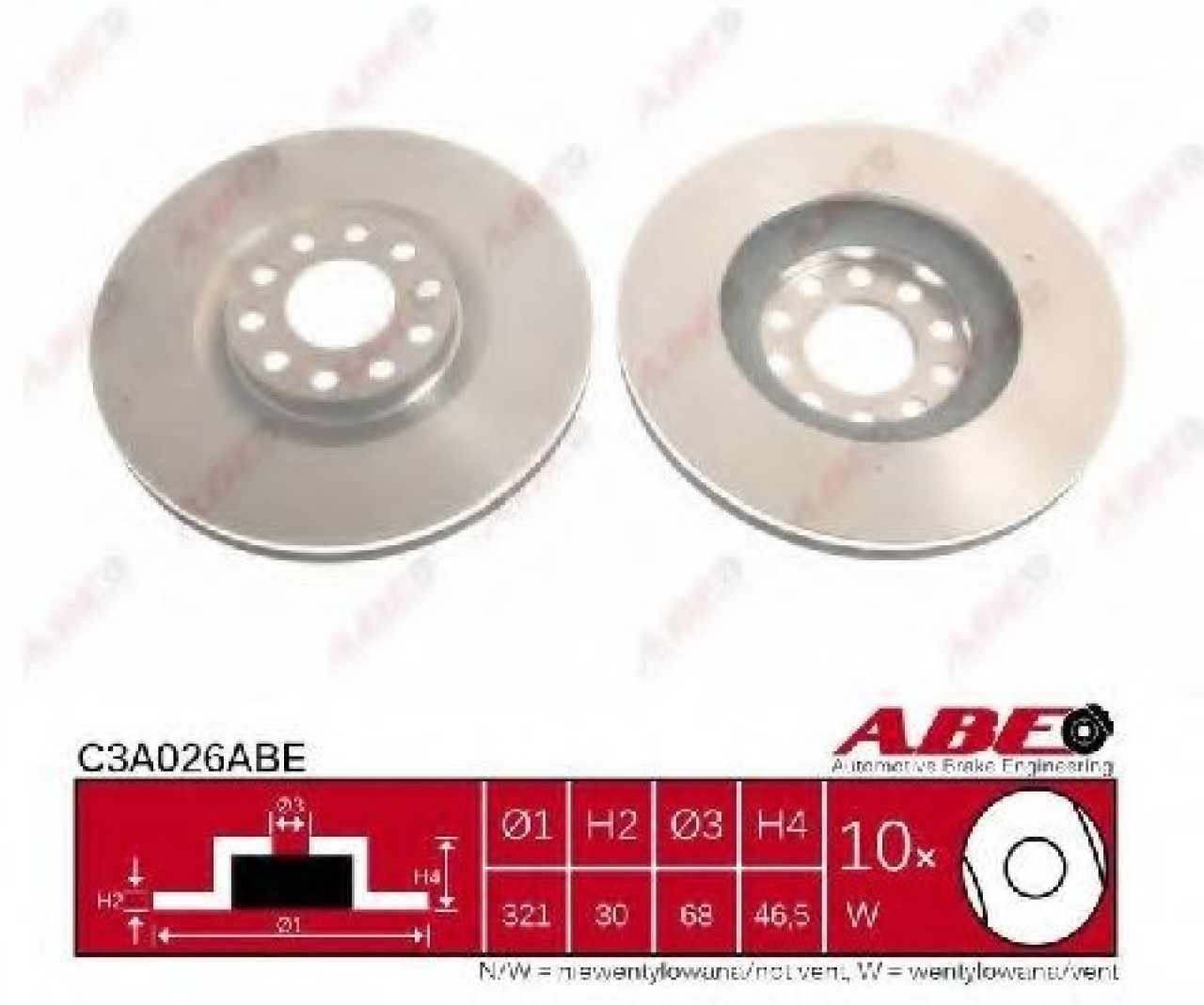 Disc frana AUDI A4 Avant (8D5, B5) (1994 - 2001) ABE C3A026ABE piesa NOUA