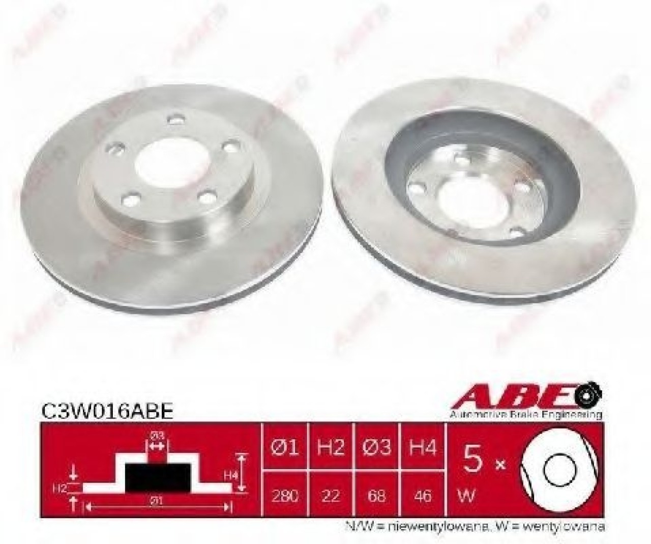 Disc frana AUDI A4 Avant (8D5, B5) (1994 - 2001) ABE C3W016ABE piesa NOUA