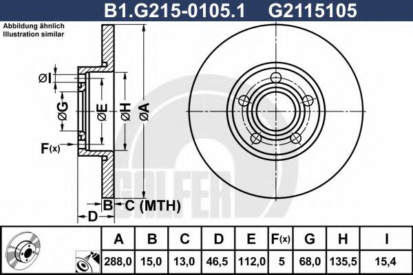 Disc frana AUDI A4 Avant (8D5, B5) (1994 - 2001) GALFER B1.G215-0105.1 piesa NOUA