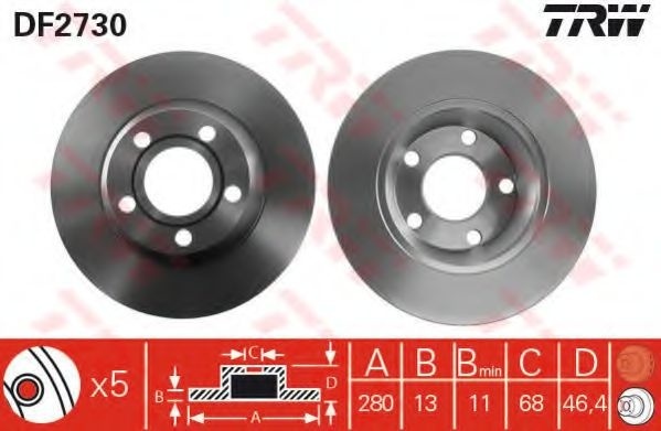 Disc frana AUDI A4 Avant (8D5, B5) (1994 - 2001) TRW DF2730 piesa NOUA