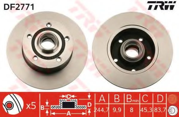 Disc frana AUDI A4 Avant (8D5, B5) (1994 - 2001) TRW DF2771 piesa NOUA