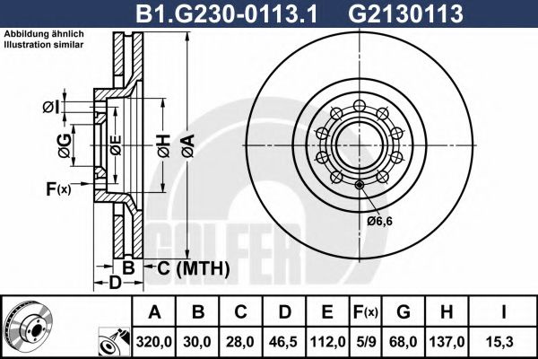 Disc frana AUDI A4 Avant (8E5, B6) (2001 - 2004) GALFER B1.G230-0113.1 piesa NOUA