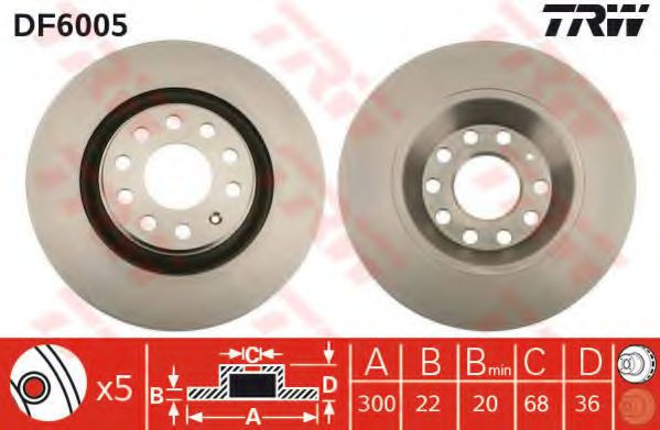 Disc frana AUDI A4 Avant (8E5, B6) (2001 - 2004) TRW DF6005 piesa NOUA