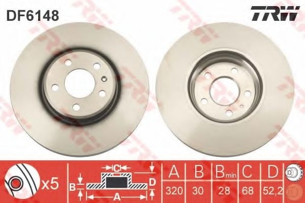 Disc frana AUDI A4 Avant (8K5, B8) (2007 - 2015) TRW DF6148 piesa NOUA