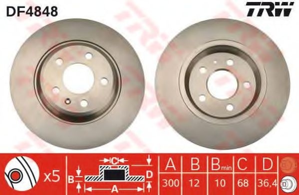 Disc frana AUDI A4 Avant (8K5, B8) (2007 - 2015) TRW DF4848 piesa NOUA