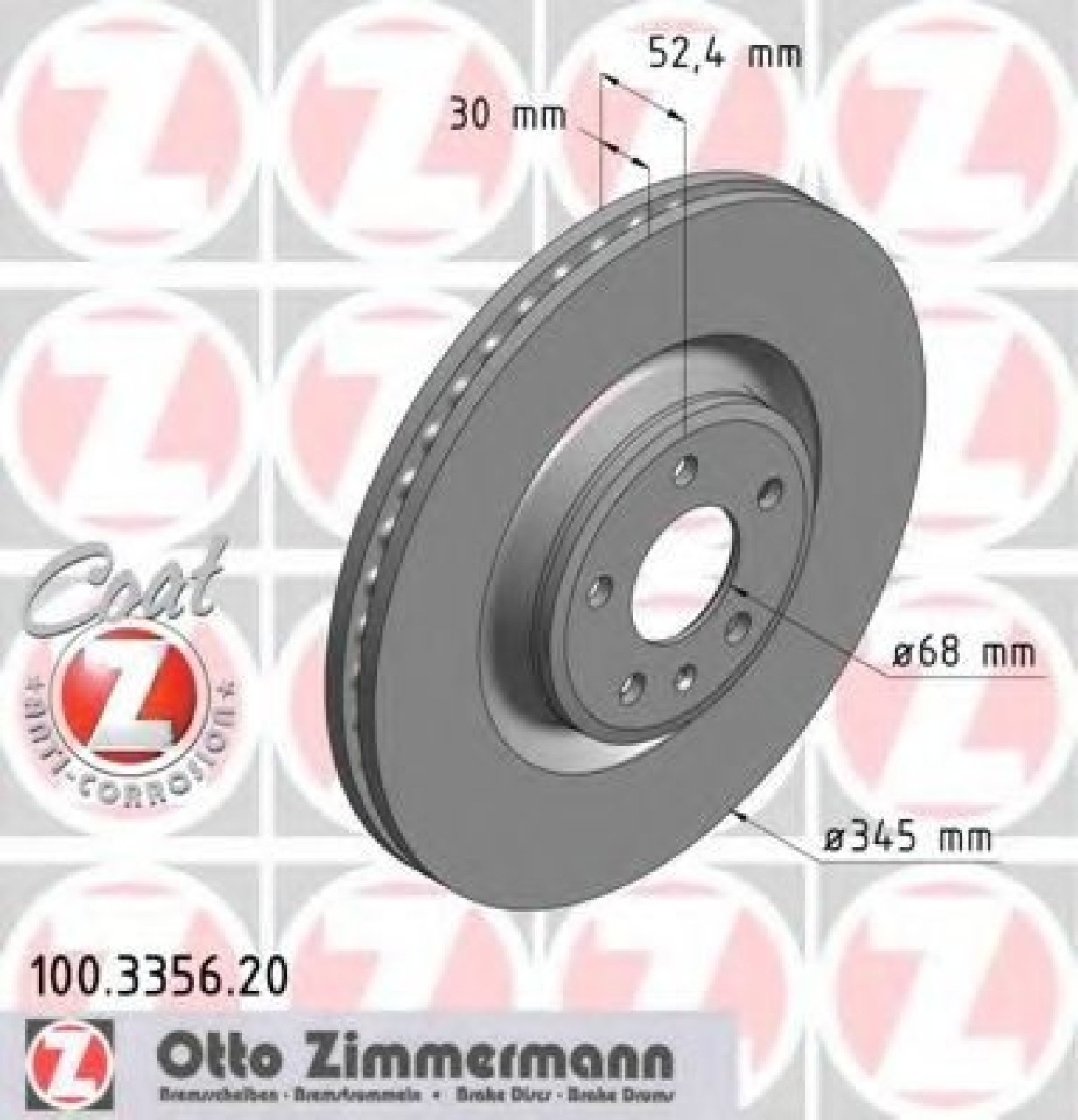 Disc frana AUDI A4 Avant (8K5, B8) (2007 - 2015) ZIMMERMANN 100.3356.20 piesa NOUA