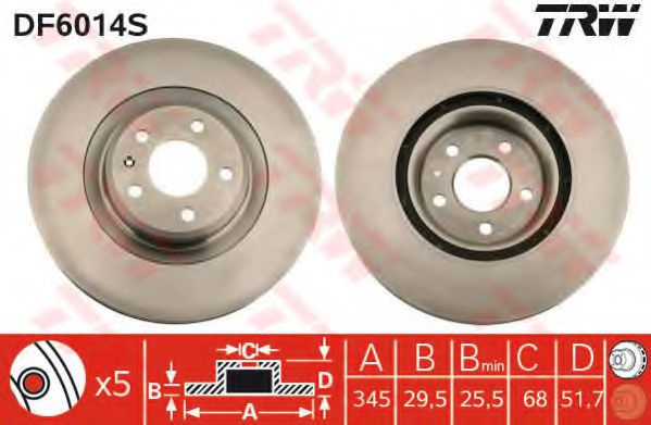 Disc frana AUDI A5 Cabriolet (8F7) (2009 - 2016) TRW DF6014S piesa NOUA