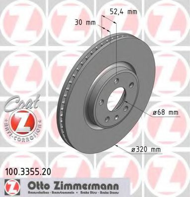 Disc frana AUDI A5 Sportback (8TA) (2009 - 2016) ZIMMERMANN 100.3355.20 piesa NOUA