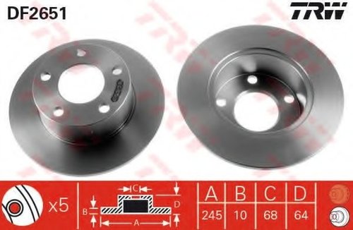Disc frana AUDI A6 (4A, C4) (1994 - 1997) TRW DF2651 piesa NOUA